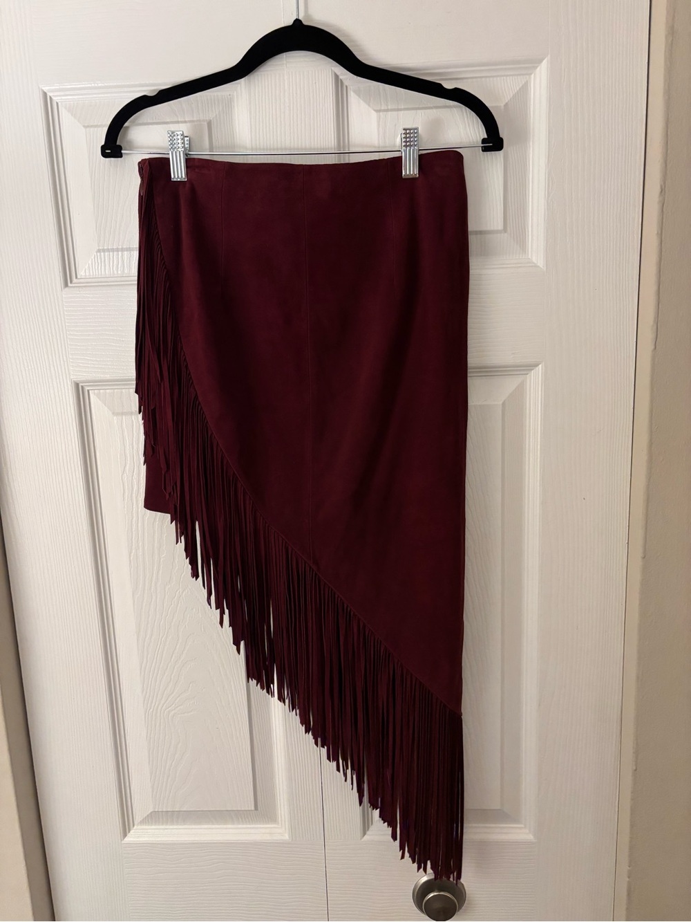 Intermix Genuine Suede Fringe Skirt in Burgundy 🍷 - Picture 6 of 6